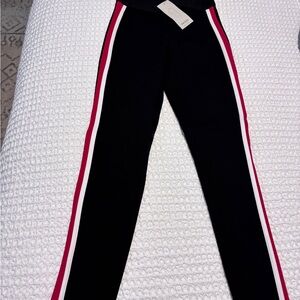 Zara women Leggings with Red and white stripes